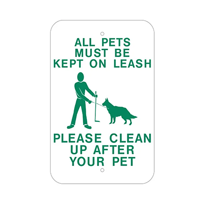 Aluminum All Pets Must Be On A Leash Sign